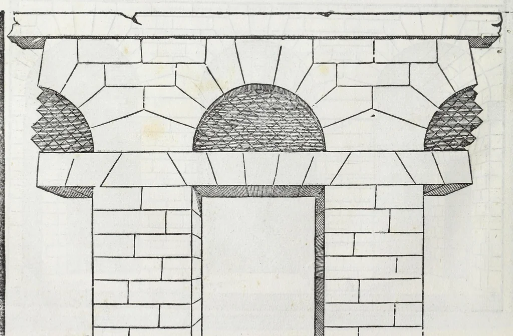 An illustration from Regole generali di architettura di Sabastiano Serlio Bolognese : sopra le cinque maniere de gliedifici, cioe, thoscano, dorico, ionico, corinthio, e composito ; con gli essempi de l'antiquita, che per la maggior parte concordano con la dottrina di Vitruuio, 1551, leaf 18