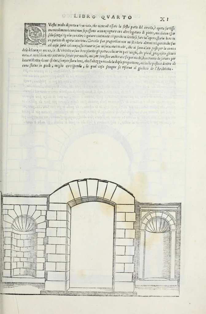 An illustration from Regole generali di architettura di Sabastiano Serlio Bolognese : sopra le cinque maniere de gliedifici, cioe, thoscano, dorico, ionico, corinthio, e composito ; con gli essempi de l'antiquita, che per la maggior parte concordano con la dottrina di Vitruuio, 1551, leaf 23