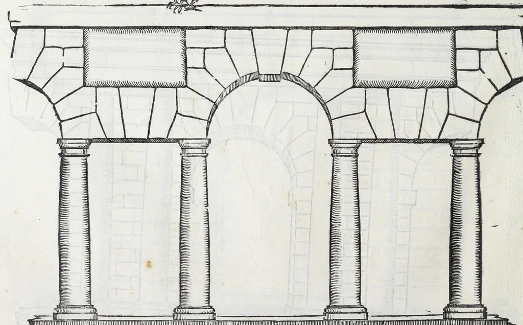 An illustration from Regole generali di architettura di Sabastiano Serlio Bolognese : sopra le cinque maniere de gliedifici, cioe, thoscano, dorico, ionico, corinthio, e composito ; con gli essempi de l'antiquita, che per la maggior parte concordano con la dottrina di Vitruuio, 1551, leaf 28