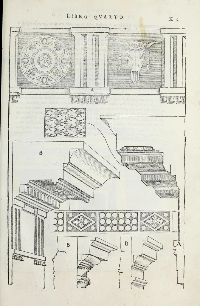 An illustration from Regole generali di architettura di Sabastiano Serlio Bolognese : sopra le cinque maniere de gliedifici, cioe, thoscano, dorico, ionico, corinthio, e composito ; con gli essempi de l'antiquita, che per la maggior parte concordano con la dottrina di Vitruuio, 1551, leaf 41