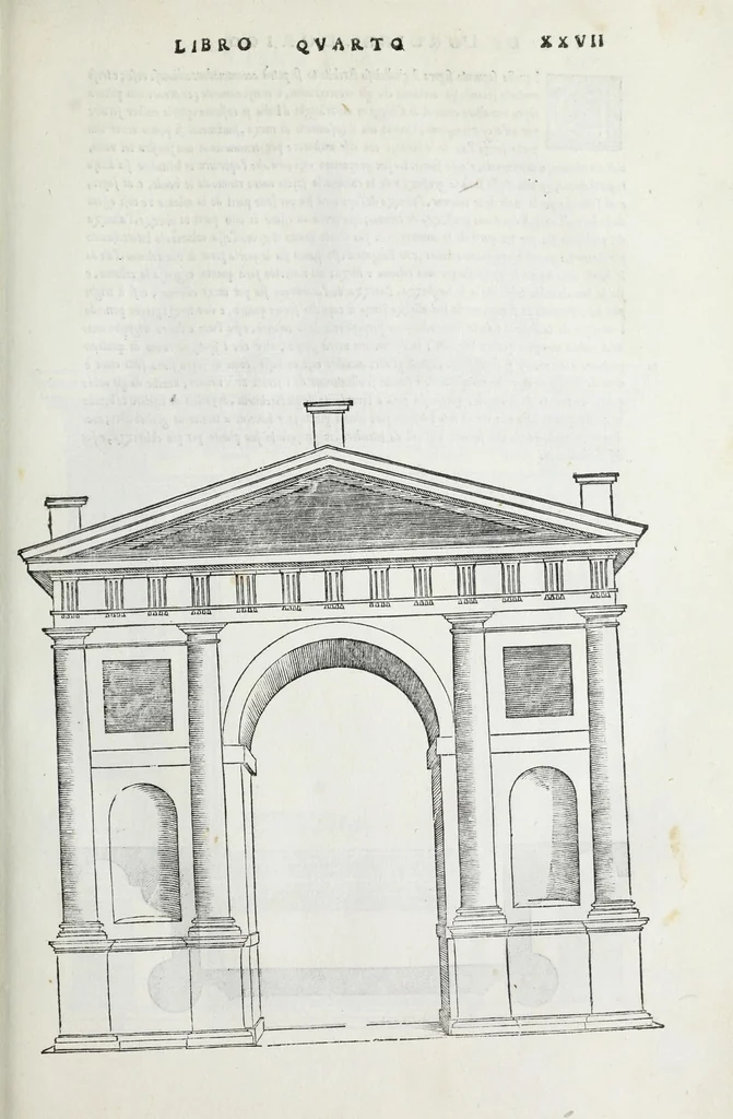 An illustration from Regole generali di architettura di Sabastiano Serlio Bolognese : sopra le cinque maniere de gliedifici, cioe, thoscano, dorico, ionico, corinthio, e composito ; con gli essempi de l'antiquita, che per la maggior parte concordano con la dottrina di Vitruuio, 1551, leaf 55