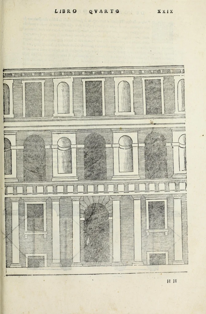 An illustration from Regole generali di architettura di Sabastiano Serlio Bolognese : sopra le cinque maniere de gliedifici, cioe, thoscano, dorico, ionico, corinthio, e composito ; con gli essempi de l'antiquita, che per la maggior parte concordano con la dottrina di Vitruuio, 1551, leaf 59