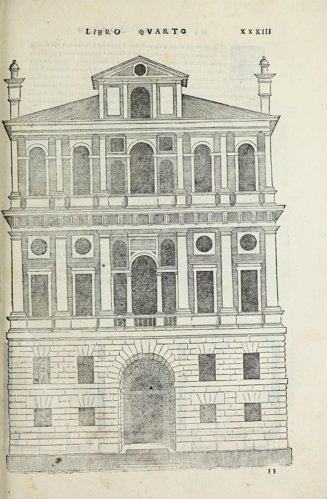 An illustration from Regole generali di architettura di Sabastiano Serlio Bolognese : sopra le cinque maniere de gliedifici, cioe, thoscano, dorico, ionico, corinthio, e composito ; con gli essempi de l'antiquita, che per la maggior parte concordano con la dottrina di Vitruuio, 1551, leaf 67