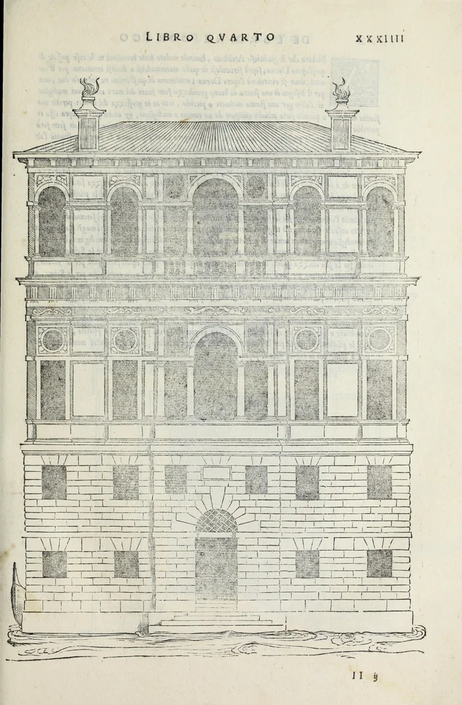 An illustration from Regole generali di architettura di Sabastiano Serlio Bolognese : sopra le cinque maniere de gliedifici, cioe, thoscano, dorico, ionico, corinthio, e composito ; con gli essempi de l'antiquita, che per la maggior parte concordano con la dottrina di Vitruuio, 1551, leaf 69
