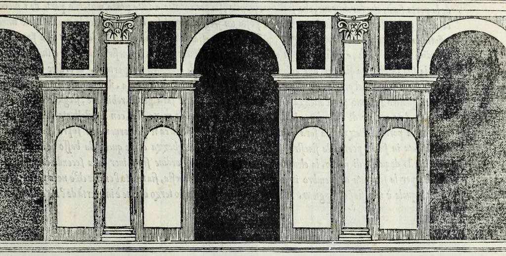 An illustration from Regole generali di architettura di Sabastiano Serlio Bolognese : sopra le cinque maniere de gliedifici, cioe, thoscano, dorico, ionico, corinthio, e composito ; con gli essempi de l'antiquita, che per la maggior parte concordano con la dottrina di Vitruuio, 1551, leaf 89