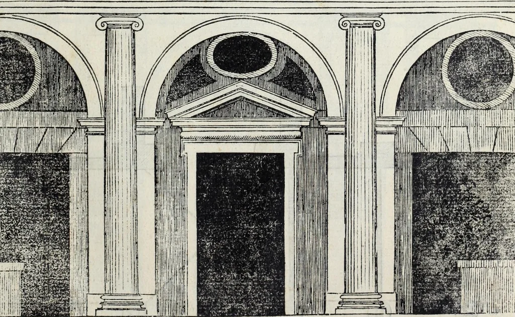 An illustration from Regole generali di architettura di Sabastiano Serlio Bolognese : sopra le cinque maniere de gliedifici, cioe, thoscano, dorico, ionico, corinthio, e composito ; con gli essempi de l'antiquita, che per la maggior parte concordano con la dottrina di Vitruuio, 1551, leaf 89