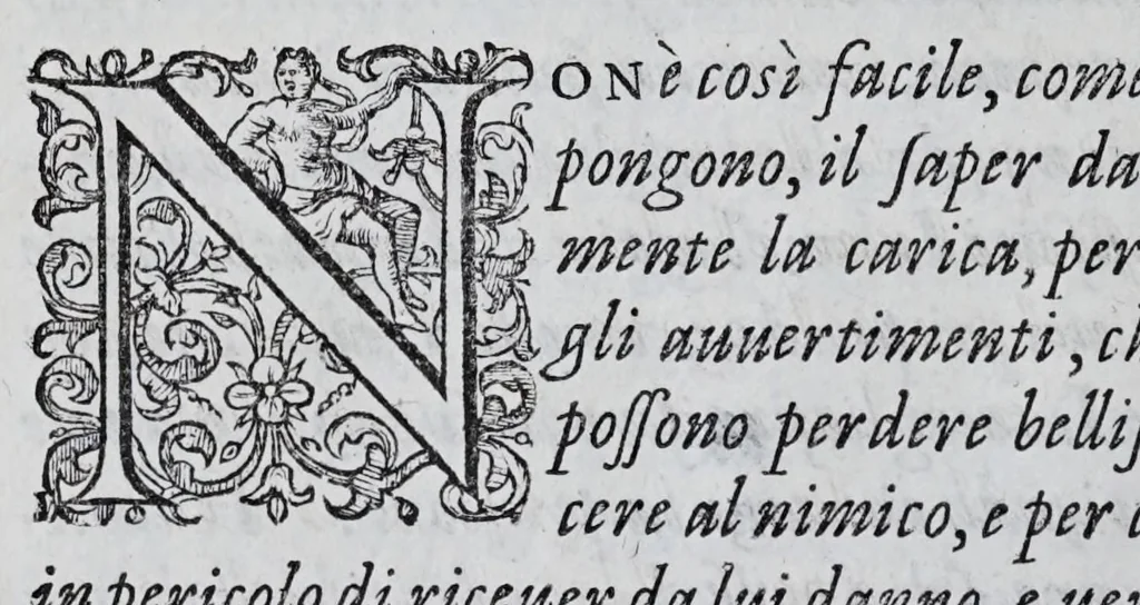 An illustration from Regole militari sopra il gouerno e seruito particolare della caualleria, 1611, leaf 216