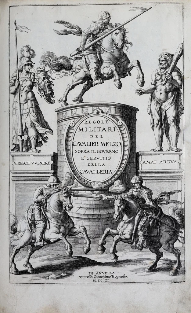 An illustration from Regole militari sopra il gouerno e seruito particolare della caualleria, 1611, leaf 7