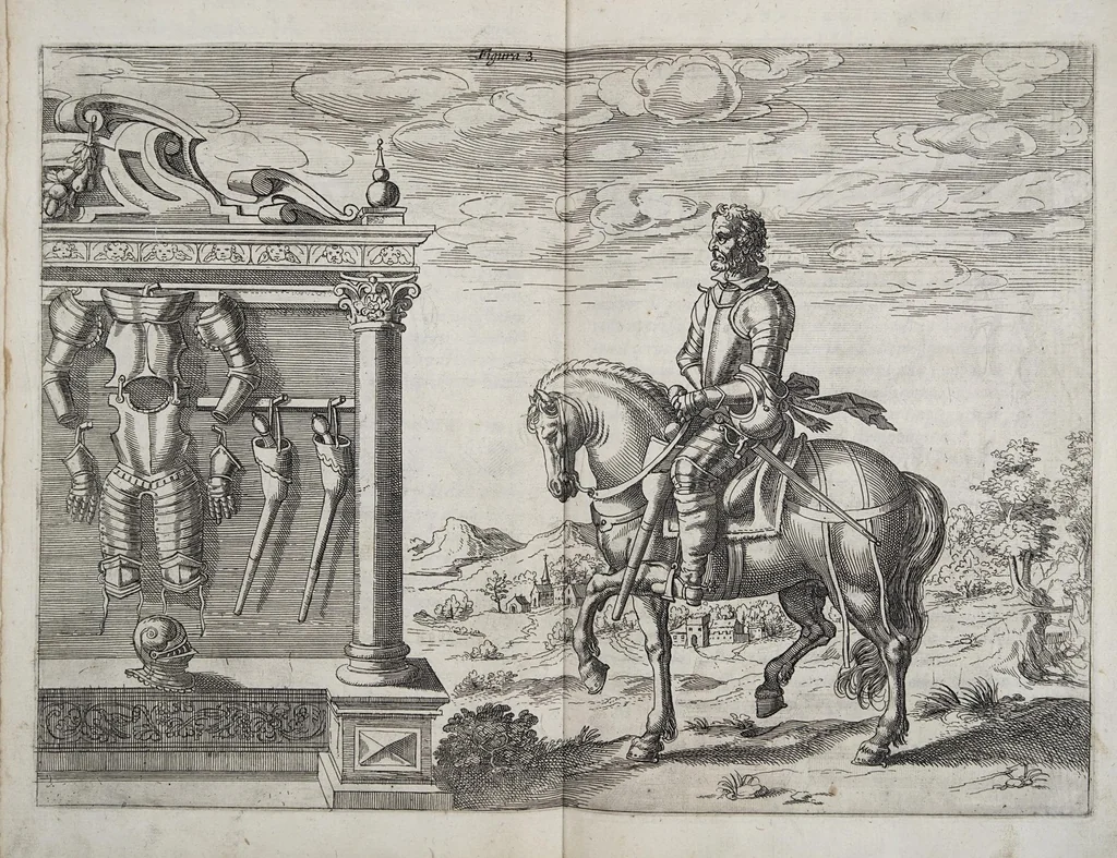 An illustration from Regole militari sopra il gouerno e seruito particolare della caualleria, 1611, leaf 77