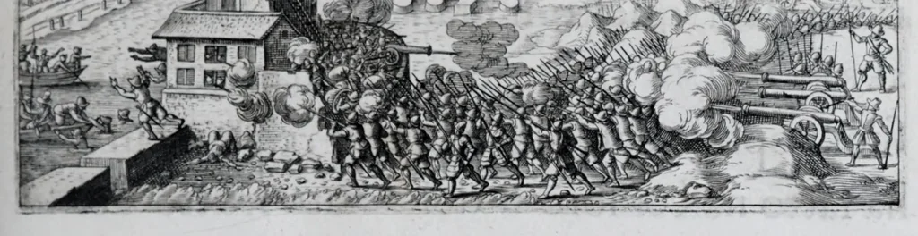 An illustration from Regole militari sopra il gouerno e seruito particolare della caualleria, 1611, leaf 9