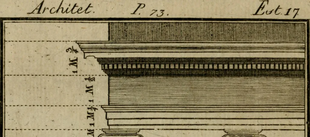 An illustration from Regras das sinco ordens de architectura segundo os principios de Vignhola : com hum ensaio sobre as mesmas ordens feito sobre o sentimento dos mais celebres architectos, 1787, leaf 225
