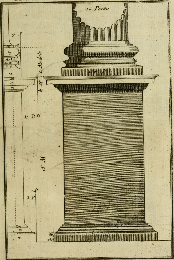 An illustration from Regras das sinco ordens de architectura segundo os principios de Vignhola : com hum ensaio sobre as mesmas ordens feito sobre o sentimento dos mais celebres architectos, 1787, leaf 230