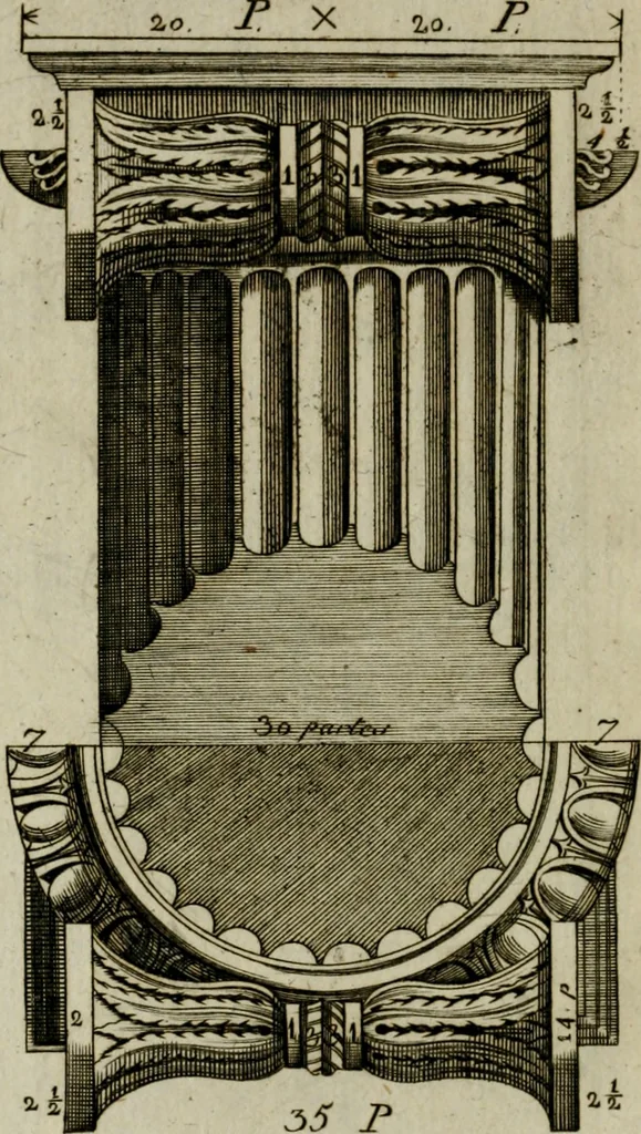 An illustration from Regras das sinco ordens de architectura segundo os principios de Vignhola : com hum ensaio sobre as mesmas ordens feito sobre o sentimento dos mais celebres architectos, 1787, leaf 241