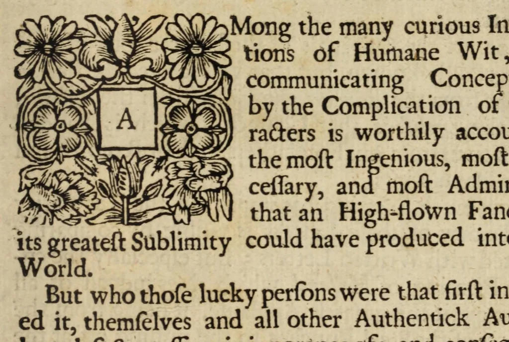 An illustration from Regulae trium ordinum literarum typographicarum, or, The rules of the three orders of print letters : viz. The Roman Italick English capitals and small : shewing how they are compounded of geometrick figures, and mostly made by rule and compass : useful for writing masters, painters, carvers, masons, and others that are lovers of curiosity, 1676, leaf 25