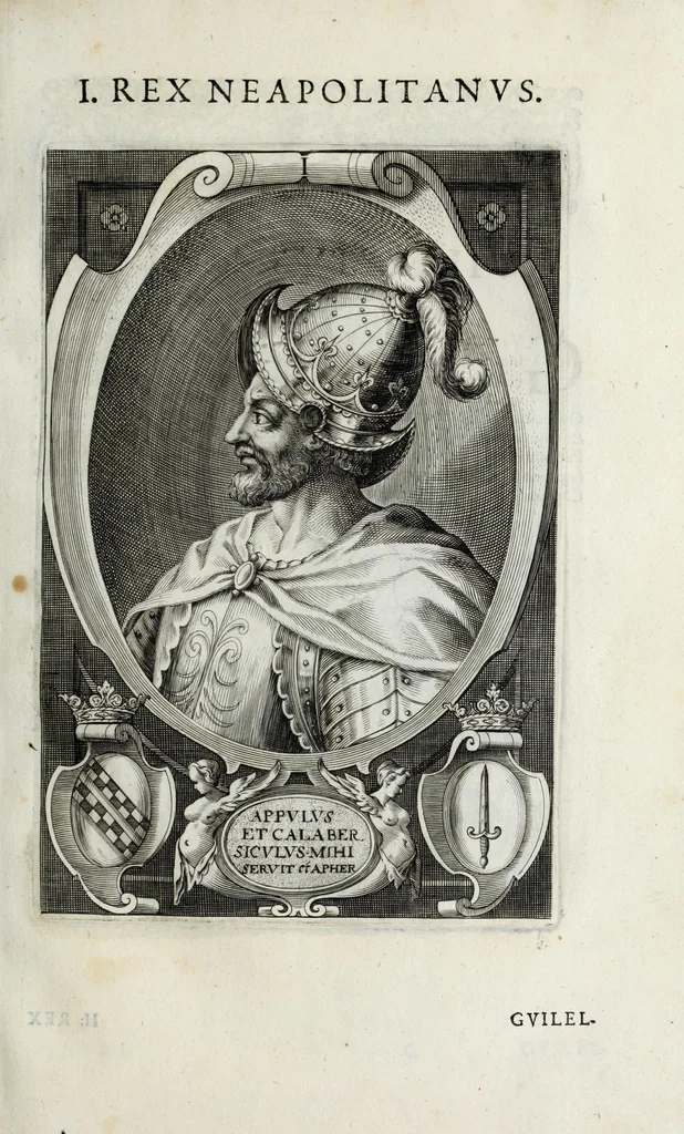 An illustration from Regum neapolitanorum vitae et effigies, 1605, leaf 29