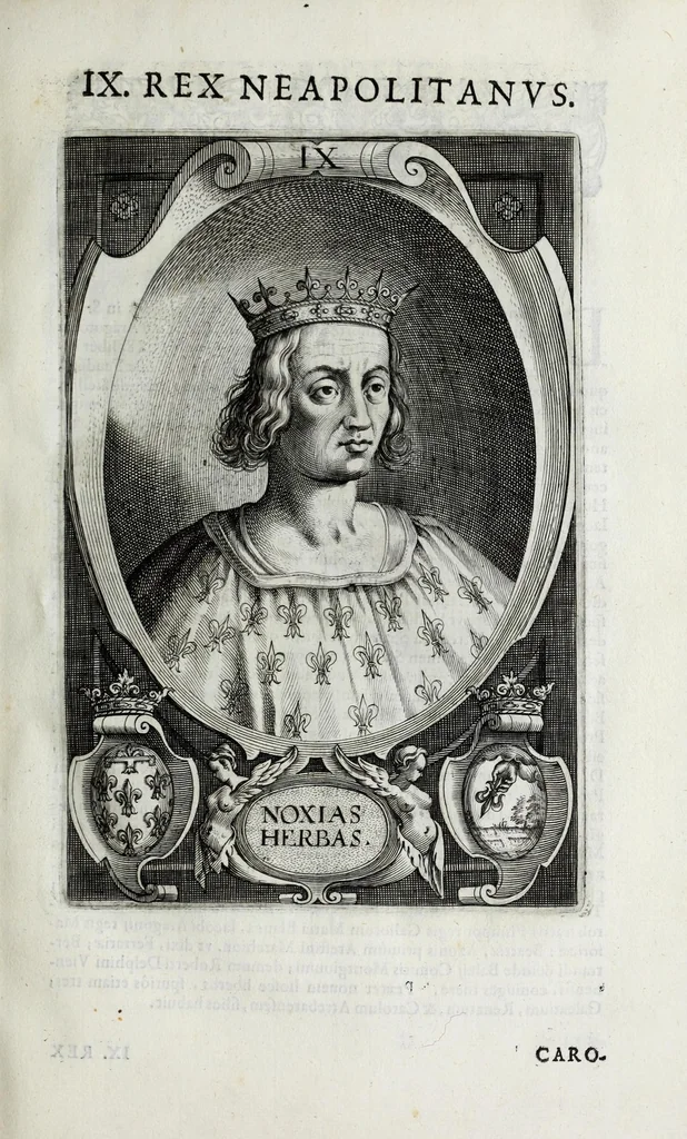 An illustration from Regum neapolitanorum vitae et effigies, 1605, leaf 45