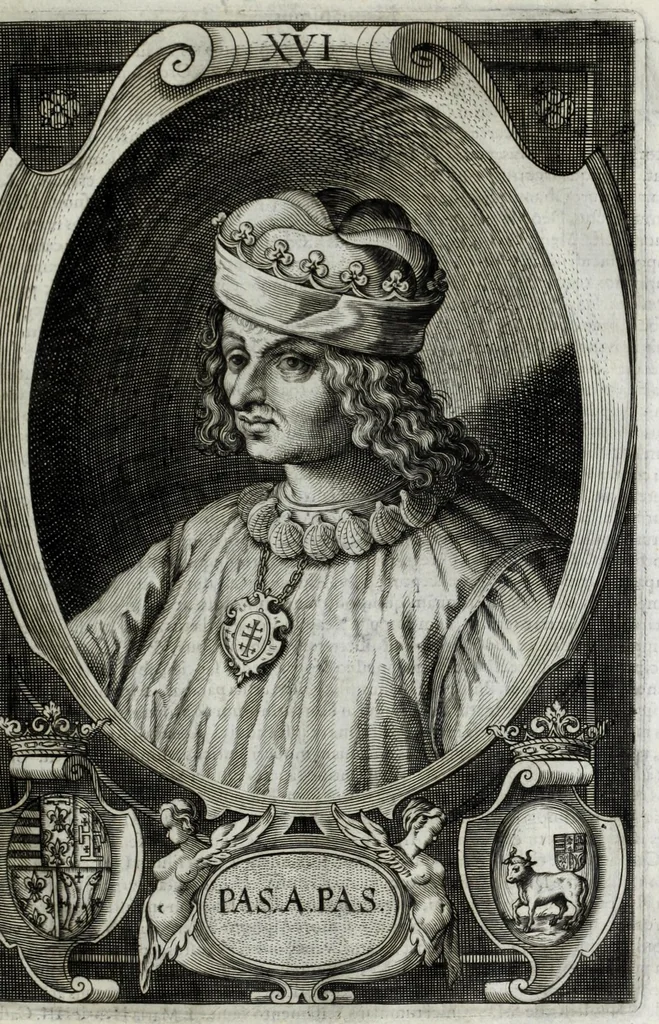 An illustration from Regum neapolitanorum vitae et effigies, 1605, leaf 59