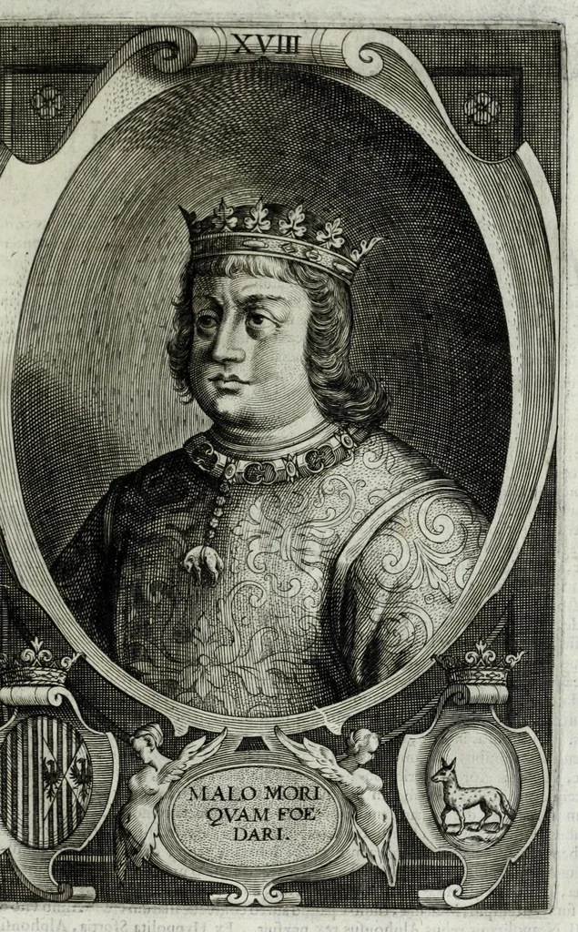 An illustration from Regum neapolitanorum vitae et effigies, 1605, leaf 65