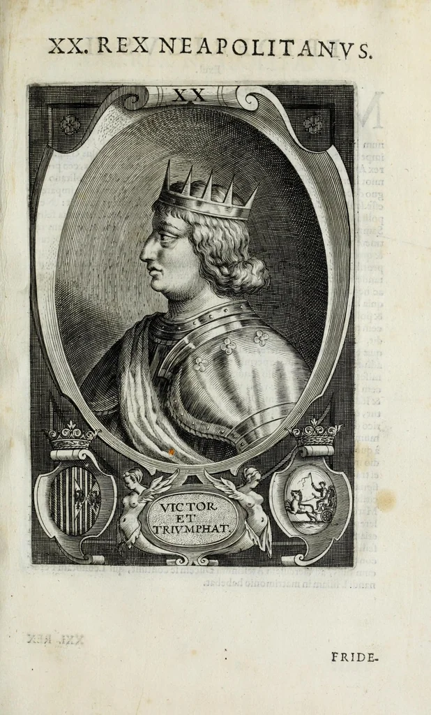 An illustration from Regum neapolitanorum vitae et effigies, 1605, leaf 69