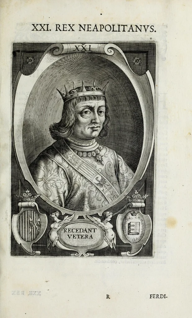 An illustration from Regum neapolitanorum vitae et effigies, 1605, leaf 71