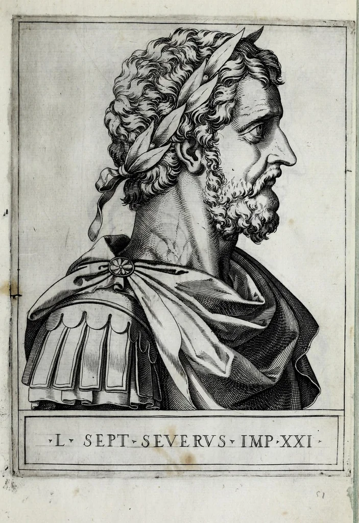 An illustration from Regvm romanorvm vna cvm qvorvndam eorvm vxorū qvantvm ex antiqvis numismatis marmoribusque colligere licuit exactissima effigierum delineatio, 1550, leaf 105