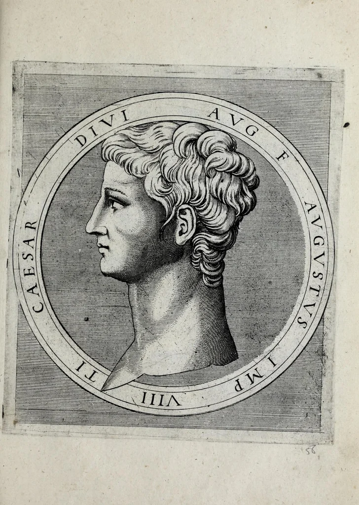 An illustration from Regvm romanorvm vna cvm qvorvndam eorvm vxorū qvantvm ex antiqvis numismatis marmoribusque colligere licuit exactissima effigierum delineatio, 1550, leaf 123