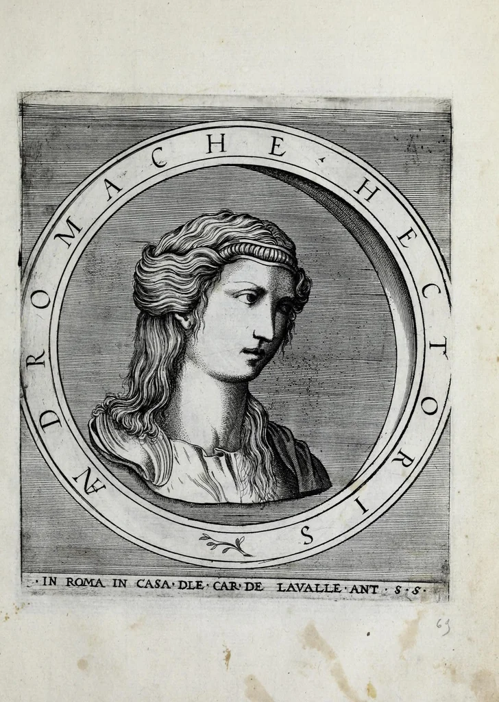 An illustration from Regvm romanorvm vna cvm qvorvndam eorvm vxorū qvantvm ex antiqvis numismatis marmoribusque colligere licuit exactissima effigierum delineatio, 1550, leaf 147