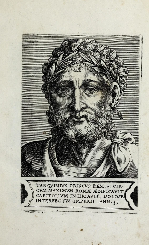 An illustration from Regvm romanorvm vna cvm qvorvndam eorvm vxorū qvantvm ex antiqvis numismatis marmoribusque colligere licuit exactissima effigierum delineatio, 1550, leaf 15