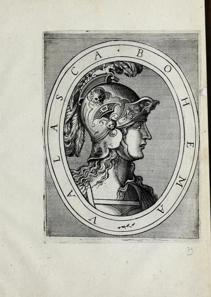 An illustration from Regvm romanorvm vna cvm qvorvndam eorvm vxorū qvantvm ex antiqvis numismatis marmoribusque colligere licuit exactissima effigierum delineatio, 1550, leaf 169