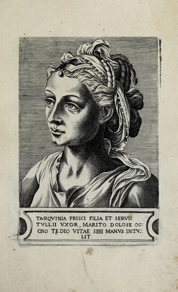 An illustration from Regvm romanorvm vna cvm qvorvndam eorvm vxorū qvantvm ex antiqvis numismatis marmoribusque colligere licuit exactissima effigierum delineatio, 1550, leaf 23