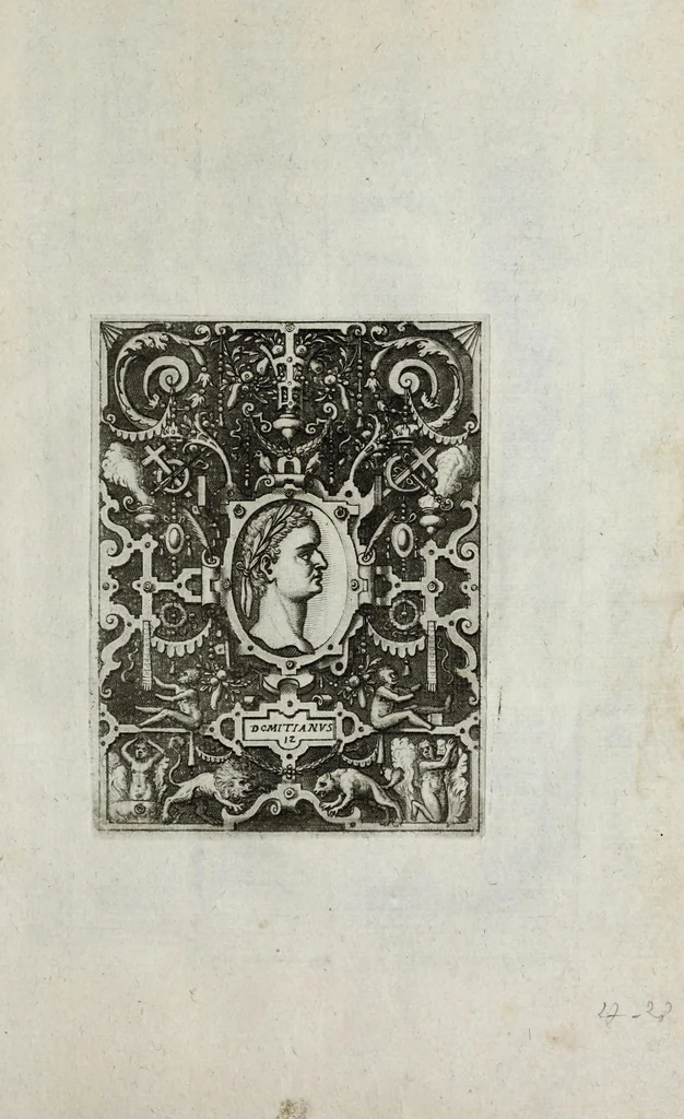 An illustration from Regvm romanorvm vna cvm qvorvndam eorvm vxorū qvantvm ex antiqvis numismatis marmoribusque colligere licuit exactissima effigierum delineatio, 1550, leaf 59