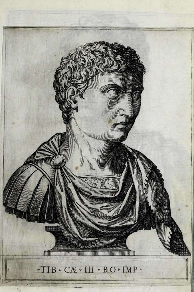 An illustration from Regvm romanorvm vna cvm qvorvndam eorvm vxorū qvantvm ex antiqvis numismatis marmoribusque colligere licuit exactissima effigierum delineatio, 1550, leaf 69