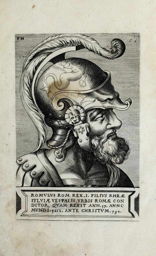 An illustration from Regvm romanorvm vna cvm qvorvndam eorvm vxorū qvantvm ex antiqvis numismatis marmoribusque colligere licuit exactissima effigierum delineatio, 1550, leaf 7