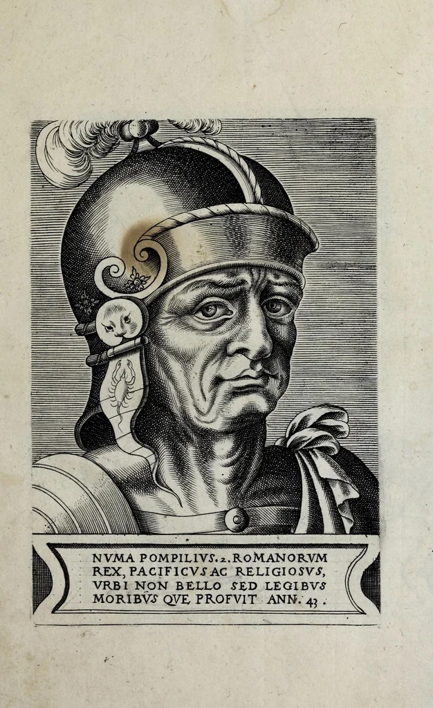 An illustration from Regvm romanorvm vna cvm qvorvndam eorvm vxorū qvantvm ex antiqvis numismatis marmoribusque colligere licuit exactissima effigierum delineatio, 1550, leaf 9