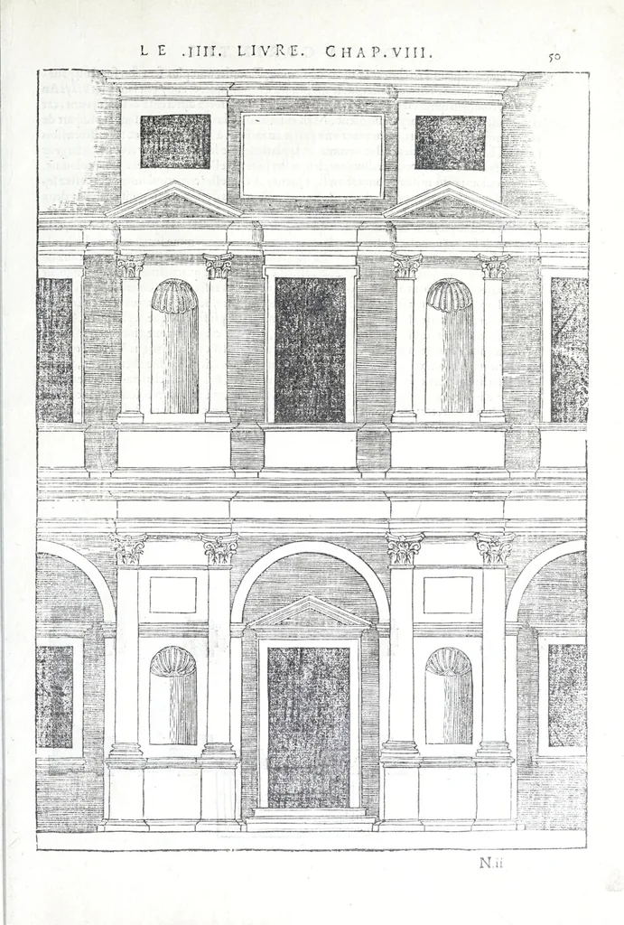 An illustration from Reigles generales de l'architecture, sur les cincq manieres d'edifices : ascauoir, thuscane, doricq̄, ioniq̄, corinthe, & cōposite, auec les exemples danticquitez, selon la doctrine de Vitruue, 1545, leaf 101