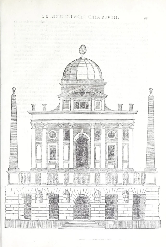 An illustration from Reigles generales de l'architecture, sur les cincq manieres d'edifices : ascauoir, thuscane, doricq̄, ioniq̄, corinthe, & cōposite, auec les exemples danticquitez, selon la doctrine de Vitruue, 1545, leaf 111