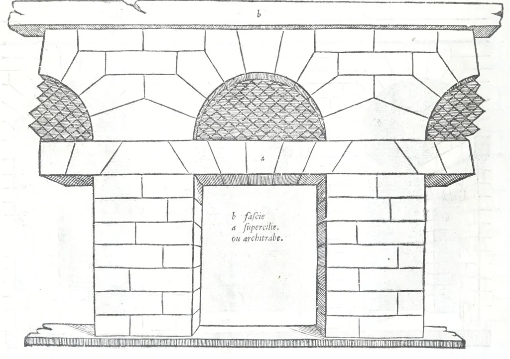 An illustration from Reigles generales de l'architecture, sur les cincq manieres d'edifices : ascauoir, thuscane, doricq̄, ioniq̄, corinthe, & cōposite, auec les exemples danticquitez, selon la doctrine de Vitruue, 1545, leaf 16
