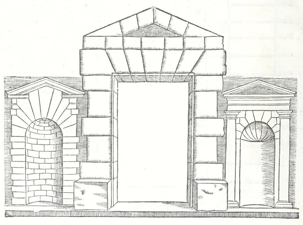 An illustration from Reigles generales de l'architecture, sur les cincq manieres d'edifices : ascauoir, thuscane, doricq̄, ioniq̄, corinthe, & cōposite, auec les exemples danticquitez, selon la doctrine de Vitruue, 1545, leaf 20