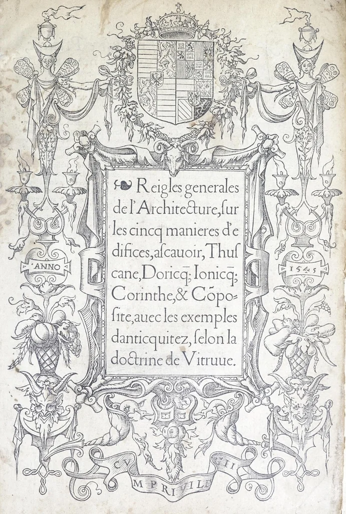 An illustration from Reigles generales de l'architecture, sur les cincq manieres d'edifices : ascauoir, thuscane, doricq̄, ioniq̄, corinthe, & cōposite, auec les exemples danticquitez, selon la doctrine de Vitruue, 1545, leaf 3