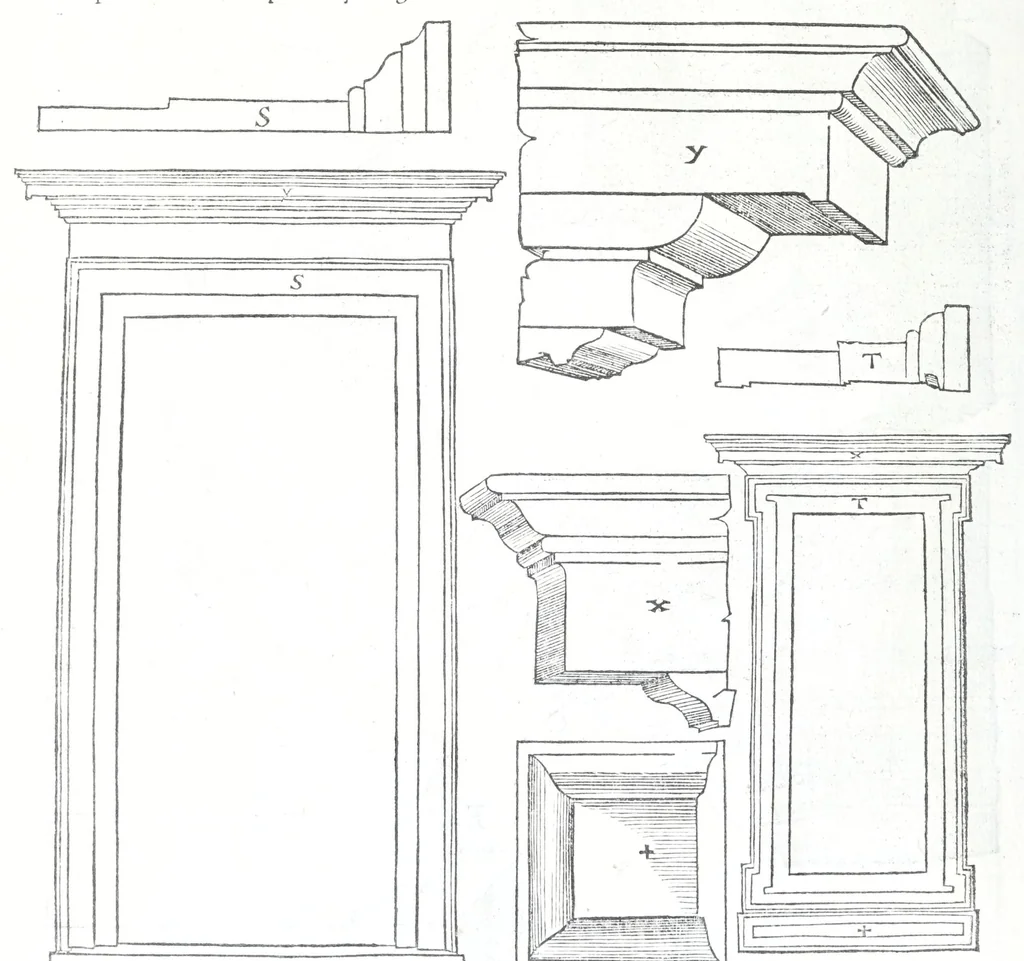 An illustration from Reigles generales de l'architecture, sur les cincq manieres d'edifices : ascauoir, thuscane, doricq̄, ioniq̄, corinthe, & cōposite, auec les exemples danticquitez, selon la doctrine de Vitruue, 1545, leaf 96