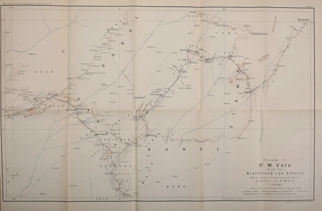 An illustration from Reise durch das Hinterland von Liberia im Winter 1906-1907 nach seinen Tagebüchern, 1911, leaf 185