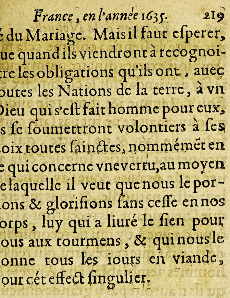 An illustration from Relation de ce qui s'est passé en la Nouuelle France en l'année 1635. Enuoyée au r. pere prouincial de la Compagnie de Iesus en la prouince de France., 1636, leaf 229