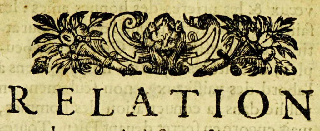 An illustration from Relation de ce qui s'est passé en la Nouuelle France en l'annee 1639. Enuoyée au r. pere prouincial de la Compagnie de Iesus en la prouince de France., 1640, leaf 9