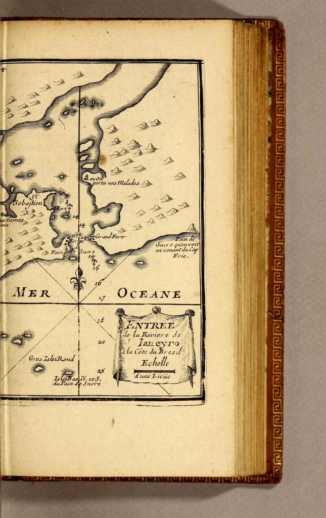 An illustration from Relation d'un voyage fait en 1695. 1696. & 1697. aux côtes d'Afrique, détroit de Magellan, Brezil, Cayenne & isles Antilles, par une escadre des vaisseaux du roy, commandée par M. de Gennes., 1698, leaf 103