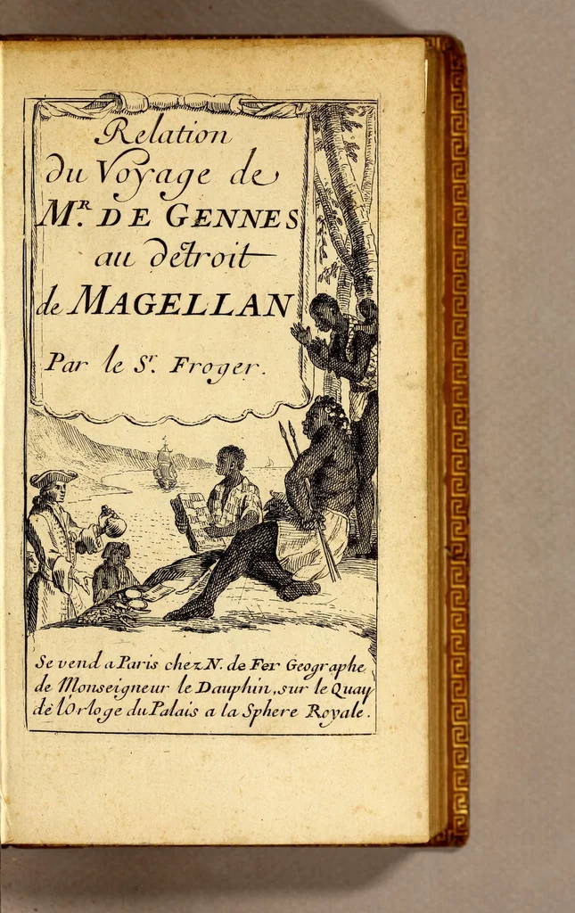 An illustration from Relation d'un voyage fait en 1695. 1696. & 1697. aux côtes d'Afrique, détroit de Magellan, Brezil, Cayenne & isles Antilles, par une escadre des vaisseaux du roy, commandée par M. de Gennes., 1698, leaf 7