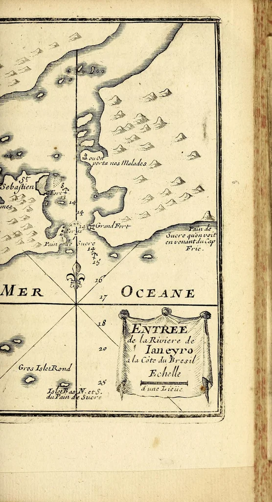 An illustration from Relation d'un voyage fait en 1695. 1696. & 1697. aux côtes d'Afrique, détroit de Magellan, Brezil, Cayenne & isles Antilles, par une escadre des vaisseaux du roy, commandée par Monsieur de Gennes., 1700, leaf 103