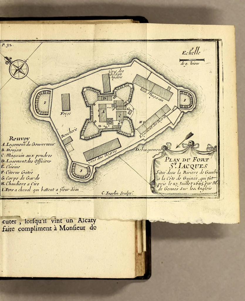 An illustration from Relation d'un voyage fait en 1695. 1696. & 1697. aux côtes d'Afrique, détroit de Magellan, Brezil, Cayenne & isles Antilles, par une escadre des vaisseaux du roy, commandée par Monsieur de Gennes., 1700, leaf 61
