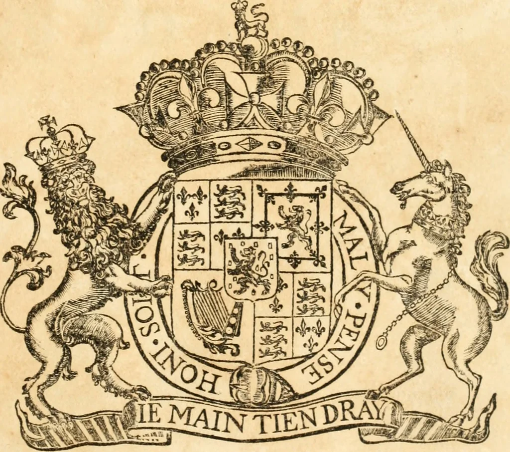An illustration from Relation du voyage de Sa Majesté britannique en Hollande, et de la reception qui luy a été faite : enrichie de planches très-curieuses : avec un récit abregé de ce qui s'est passé de plus considerable depuis l'arrivée de Sa Majesté en Hollande le 31. de Janvier, jusqu'à son retour en Angleterre, au mois d'Avril 1691, & l'heureax succés de l'expedition d'Irlande, subjuguée par les arnes toûjours victorieuses de Sa Majesté, 1692, leaf 6