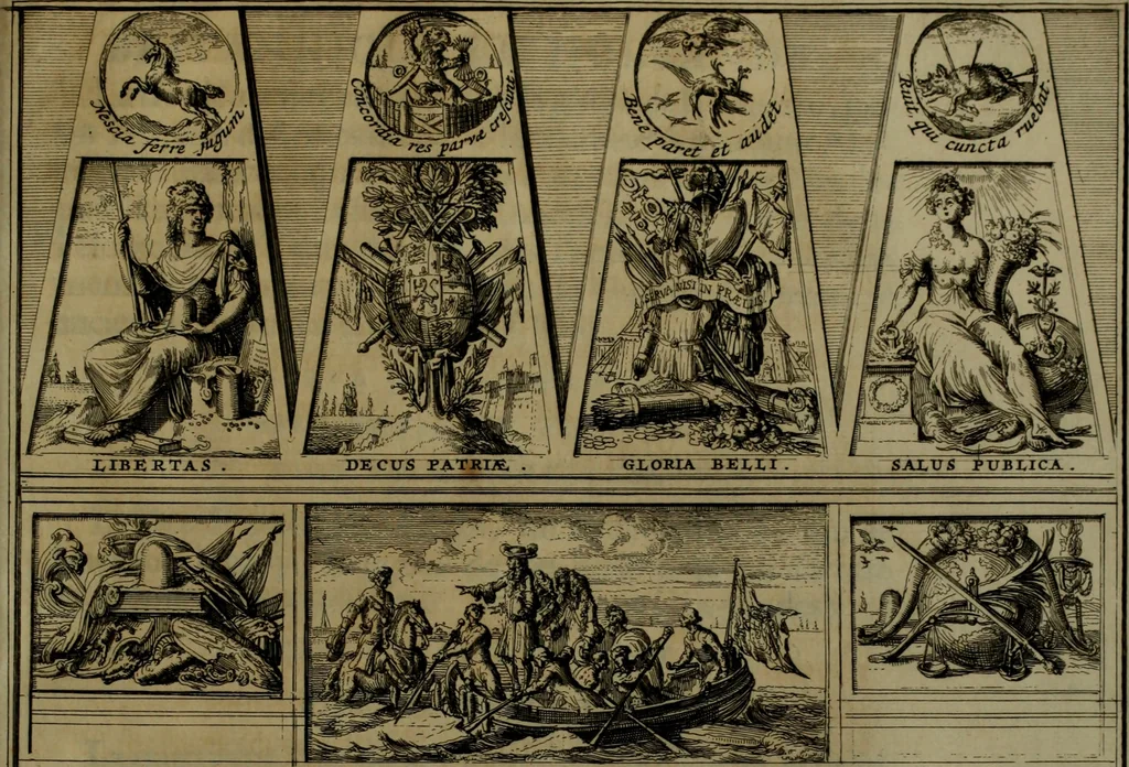 An illustration from Relation du voyage de Sa Majesté britannique en Hollande, et de la reception qui luy a été faite .., 1692, leaf 136