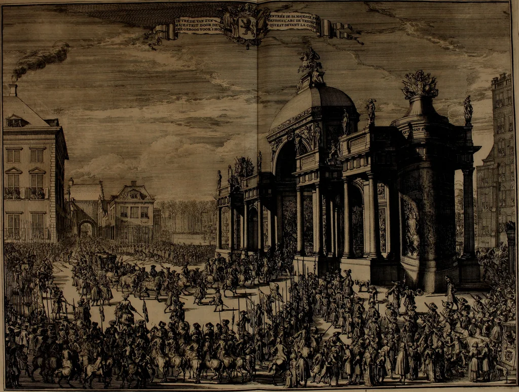 An illustration from Relation du voyage de Sa Majesté britannique en Hollande, et de la reception qui luy a été faite .., 1692, leaf 96